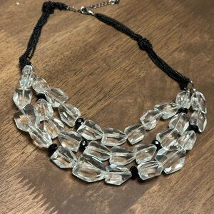 Chic Black and Clear Beaded Necklace